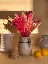 DRIED FLOWER BOUQUET 40CM HANDMADE NATURAL MIXED -Pink, RASPBERRY 