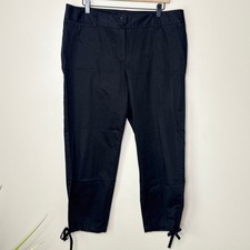 Talbots Women's Signature Stretch Black Tie Ankle Crop Pants Size 14 Casual Chic
