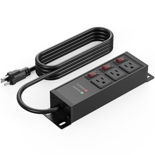 3 Outlet Heavy Duty Surge Protector Power Strip 20 Amp Individual Switches. 1...