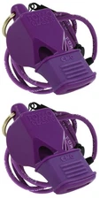 Fox 40 Classic CMG Safety 3-Chamber Pealess Whistle + Lanyard, Purple (2-Pack)