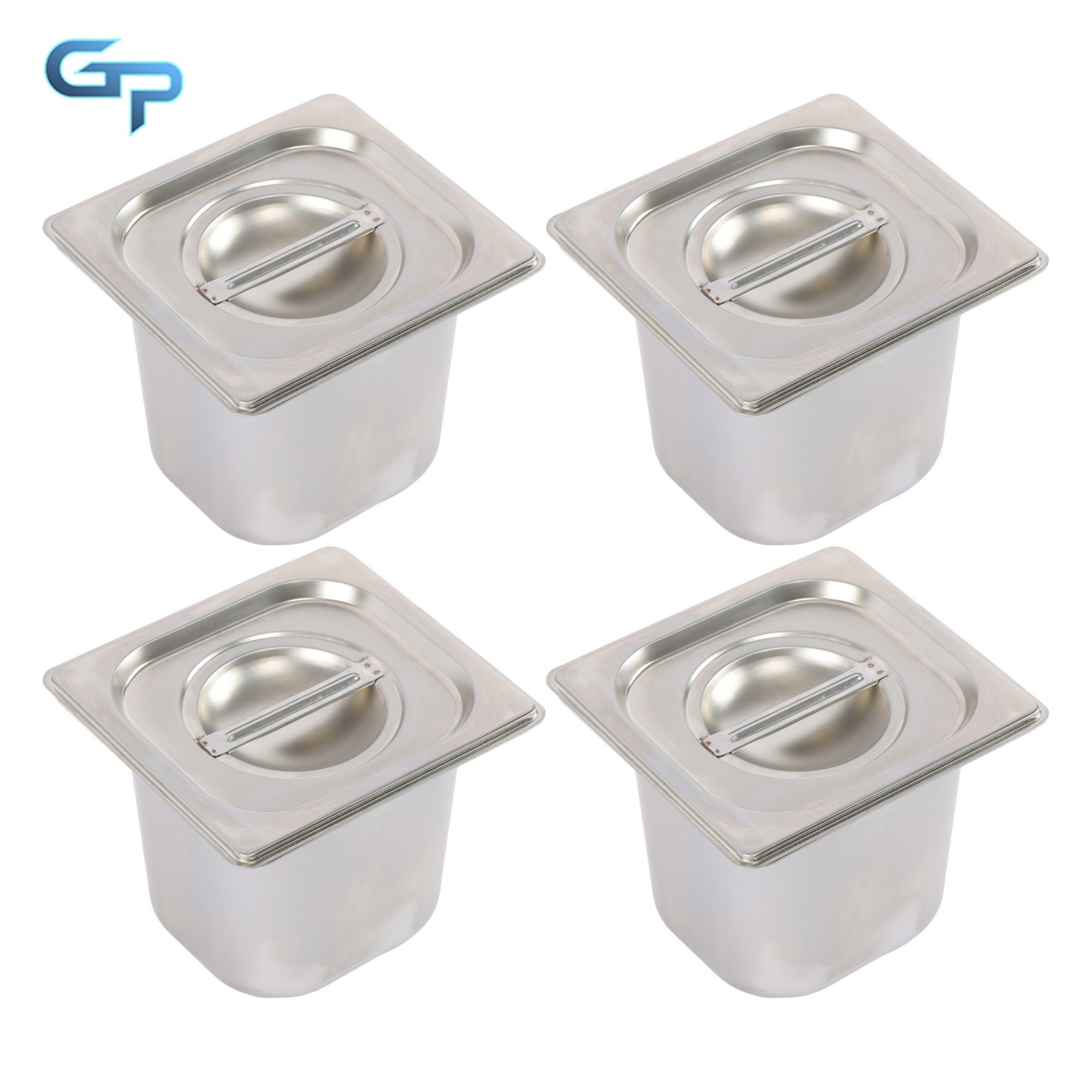 4 Pack 1/6 Size 6 Inch Deep Stainless Steel Hotel Pans - Commercial Food Pans