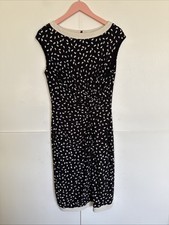 Lauren Ralph Lauren Knit Dress Front Lt.Ruched Twist Black/White Size10 Preowned