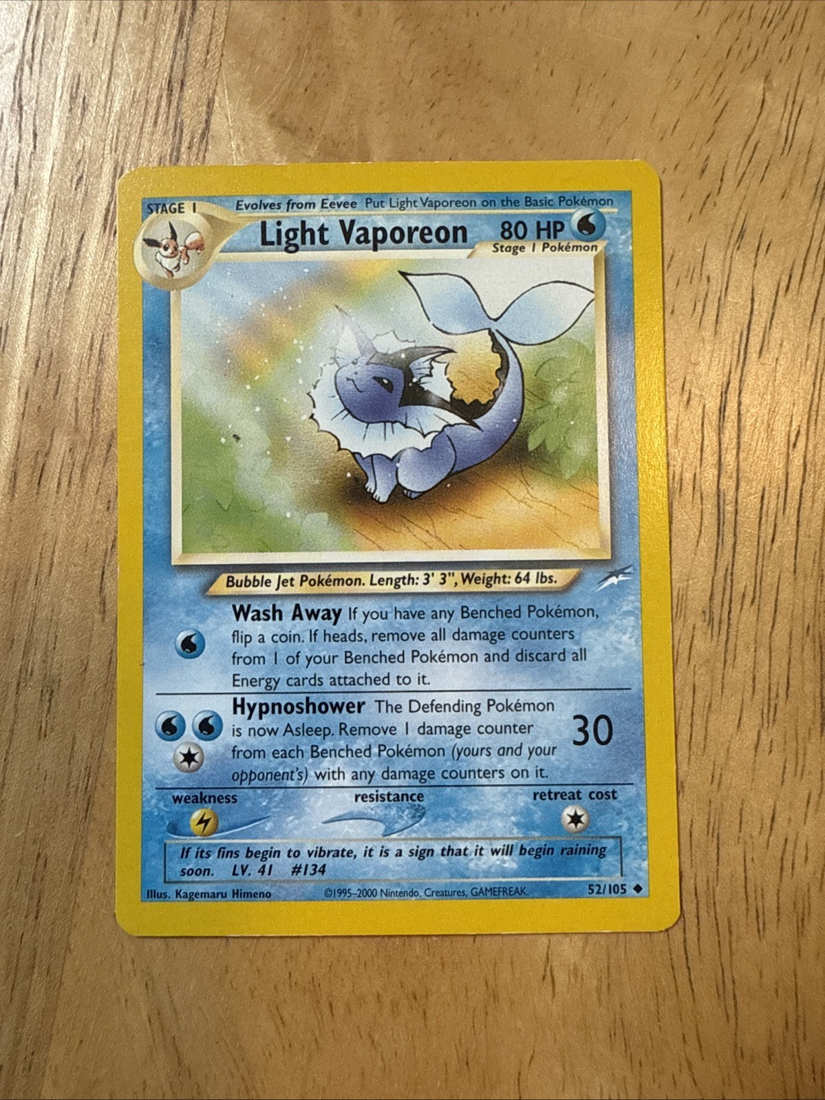 Light Vaporeon # 52/105 Uncommon Neo Destiny 2002 Pokemon EN Near Mint Vintage