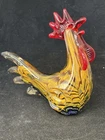 Murano Style Hand Blown Red Brown Rooster Farmhouse Chicken 7.5”