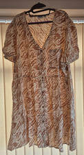 Noisy May Curve ASOS Zebra Cream Animal Print Short Sleeve Smock Dress NEW 22