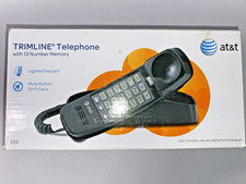 NEW AT T Trimline Telephone 210 Black Corded Wall/Desk Mount with 13 Memory