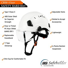 Construction Safety Helmet with Visor Built In Goggle Earmuffs Hard Head Hat Cap