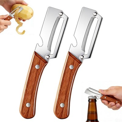 2Pcs Multi-Functional Vegetable Peeler,Zero Snag Wooden Peeler,Zero Snag Wood...