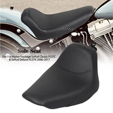 Black Renegade Driver Rider Synthetic Leather Solo Seat For Harley FLSTC DELUXE