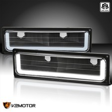 Fits 1988-1998 Chevy C10 Gmc Ck Black Bumper Lights Lamps Led Strip Tube Lhrh