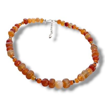 Jay King Mine Finds Carnelian Red Agate Sterling Silver 925 New 18'' Rose