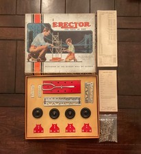VINTAGE 1930  s A.C. GILBERT ERECTOR SET W/ORIGINAL BOX COMPLETE W/UNUSED PARTS 