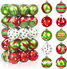 30 Pcs Christmas Ball Ornaments, 2.4 Inch Glittering Red and Green Christmas Orn