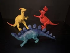 Ankyo Dinosaur Toy Lot of 3 – Stegosaurus, Parasaurolophus, & Velociraptor