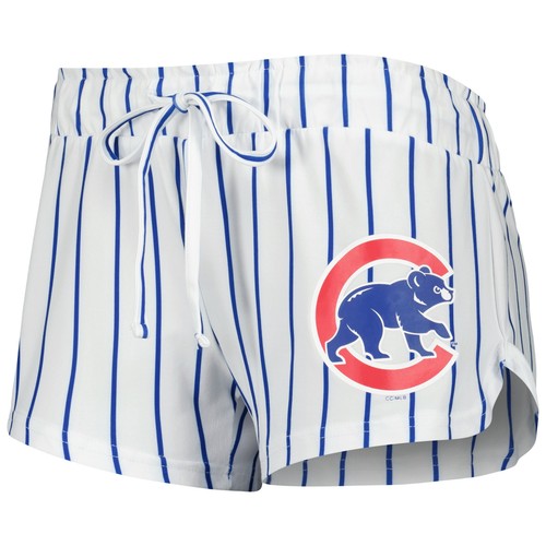 Women's Concepts Sport White Chicago Cubs Reel Pinstripe Tank Top & Shorts Sleep - Bild 4 von 5