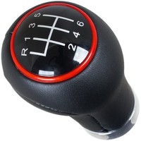 Audi Seat Skoda VW Schaltknauf Schwarz + Roter Ring + Chrom 6 GäNge