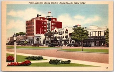 Vintage Park Avenue Long Beach Long Island NY Linen Postcard by Cooper Unposted