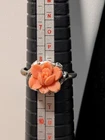Vintage Salmon Coral Rose Ring in Sterling Silver, Mid-Century, Italian