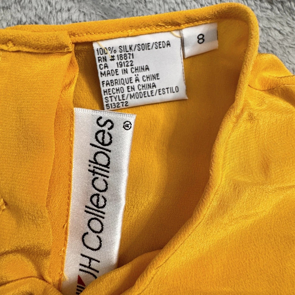 Blusa top manga corta 100 % seda amarilla talla 8 JH Collectibles nueva con etiquetas Foto 2 de 4
