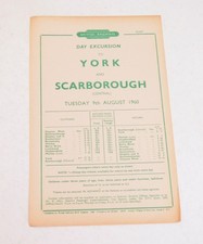 Railway Handbill BR Excursion to York & Scarborough 9th August 1960