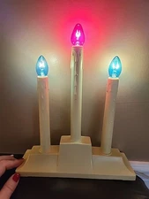 Vintage Candelabra 3 Light Window Electric Candolier  Plastic Drip Christmas