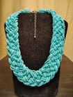 Vintage Turquoise seed bead multi-strand chunky braided necklace — photo 6