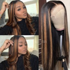 Brazilian Virgin Human Hair Lace Front Wigs 13X4 Natural Straight Highlights Wig
