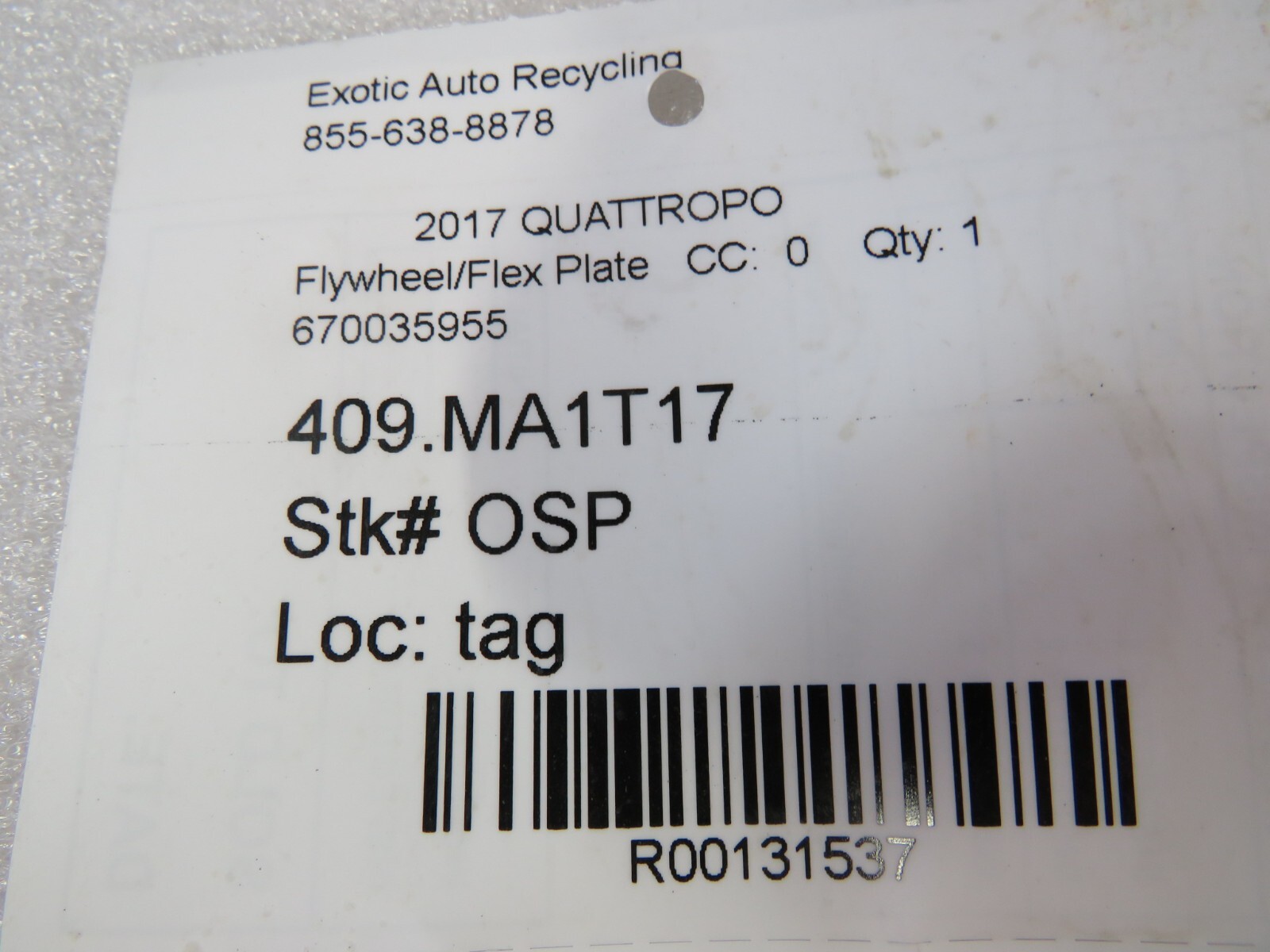 Maserati Quattroporte, Flywheel / Flex Plate, Used, P/N 670035955