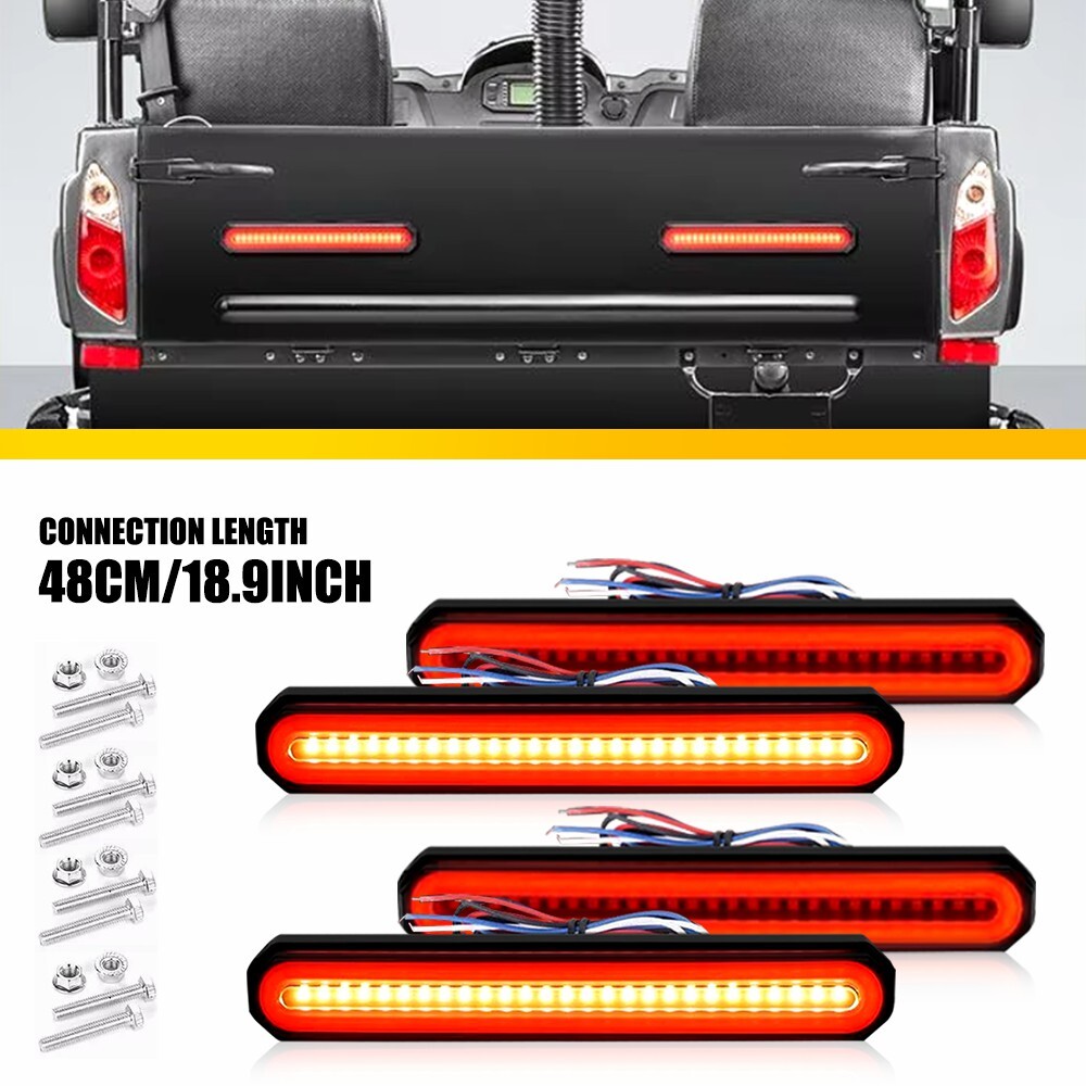 4-Pack 9-Inch Red Amber LED Truck Trailer Lights w/ Turn Signal Brake Flowing DRL Dots