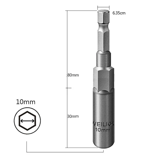 30mm Hex Deep Socket Nut Driver Bit Impact Driver Drill 6mm-19mm 1/4" Hex Shank - Bild 24 von 39