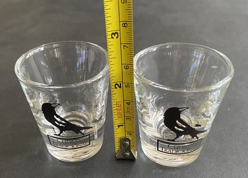 Cuervo Traditional Shot Glass x 2 Black Raven Crow Libby Mark Man Cave Barware - Picture 5 of 5