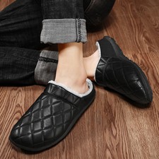 Men Scuff Slippers Casual Slip On Warm House Shoes Slides Indoor Outdoor Sandals
