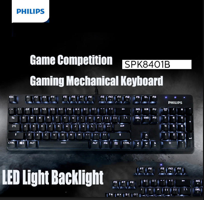 Philips USB Gaming Keyboard Mechanical LED Backlit 104 key for PC Laptop Office