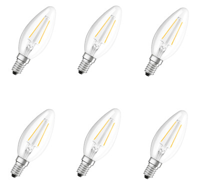 6x OSRAM LED STAR Classic B25 Kerze E14 2,5W = 25W EEK:F (Spektrum A-G)
