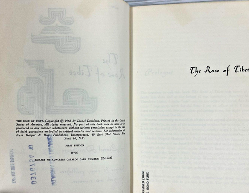 Lionel Davidson THE ROSE OF TIBET 1st Edition Early 1962 Oklahoma Library Book - Picture 9 of 11