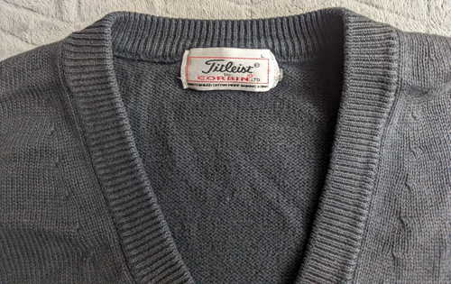 Vintage Titleist By Corbin Vest Sweater Black Men's Size L Golf Knitted Pullover - Picture 5 of 6