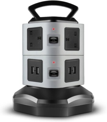 TNP Steckdosenleiste mit USB Überspannungsschutz - 6 Steckdosen + 4 USB Port Ladegerät Char