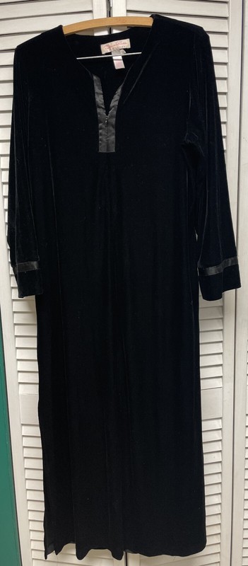 Oscar de la Renta Velvet house coat women S black robe lounge