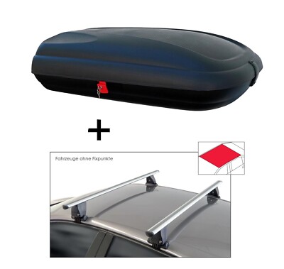 Dachbox VDPBA320Ltr carbonlook+Dachträger VDP Delta für für Ford S-Max II 5Tür a