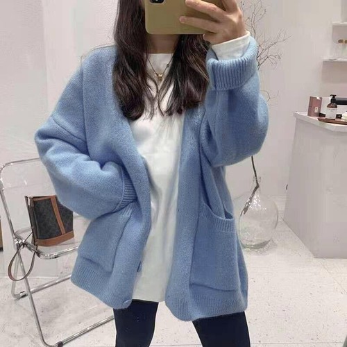 Warme Damen-Strickjacke Damen Langarm locker lässig geknöpft Mantel Oberbekleidung - Bild 16 von 18