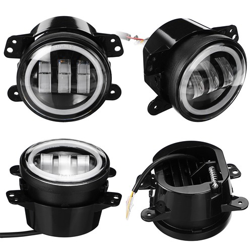 2x 4" LED Fog Lights Round DRL Passing Lamp Angle Eye For Jeep Wrangler JK TJ - Picture 11 of 12