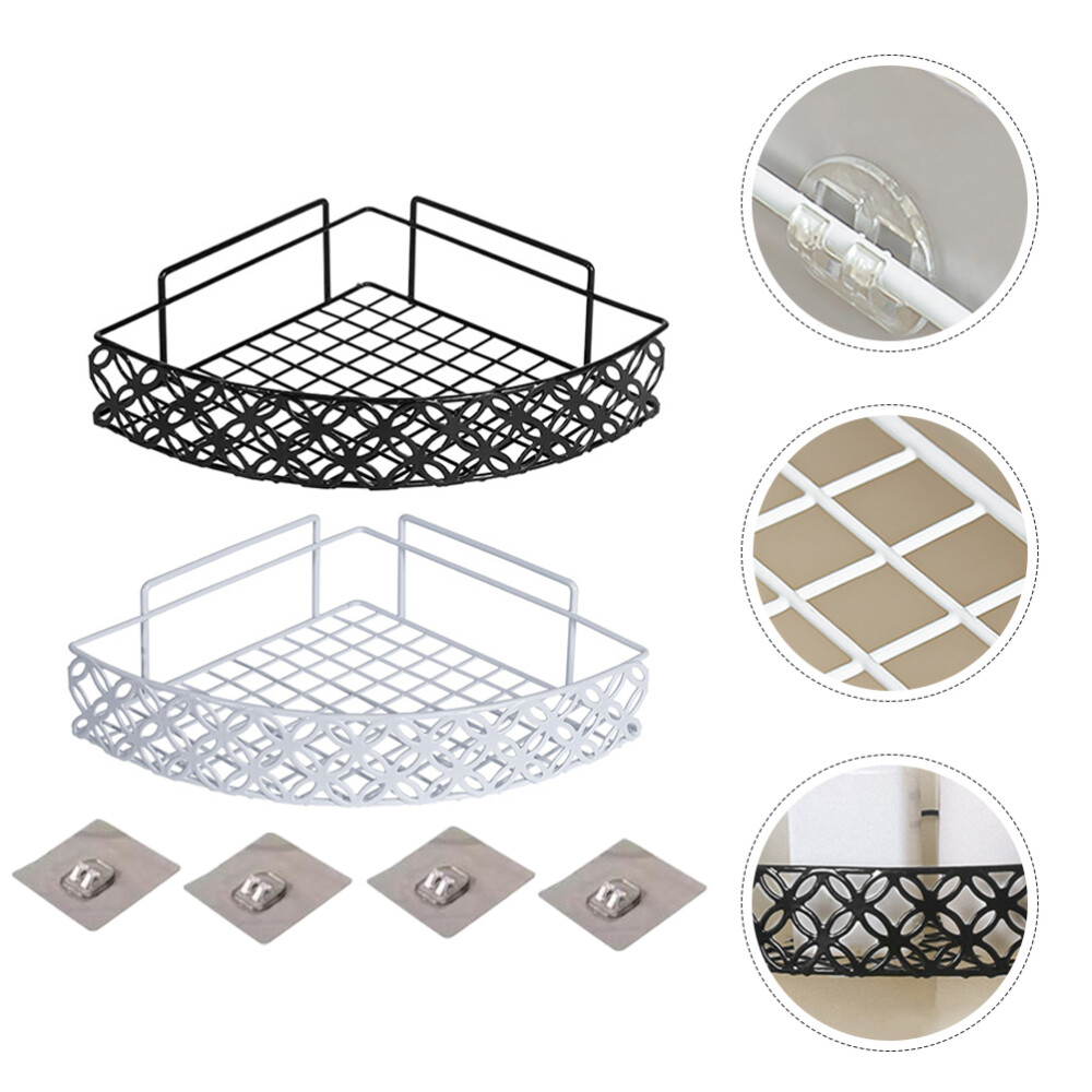 2Pcs Shower Corner Shelf No Drilling Wall Mounted Adhesive Shower Shelf