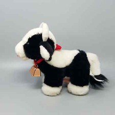 Russ Berrie Diddle the Cow Plush Black and White With Bell and Tags 9" Long