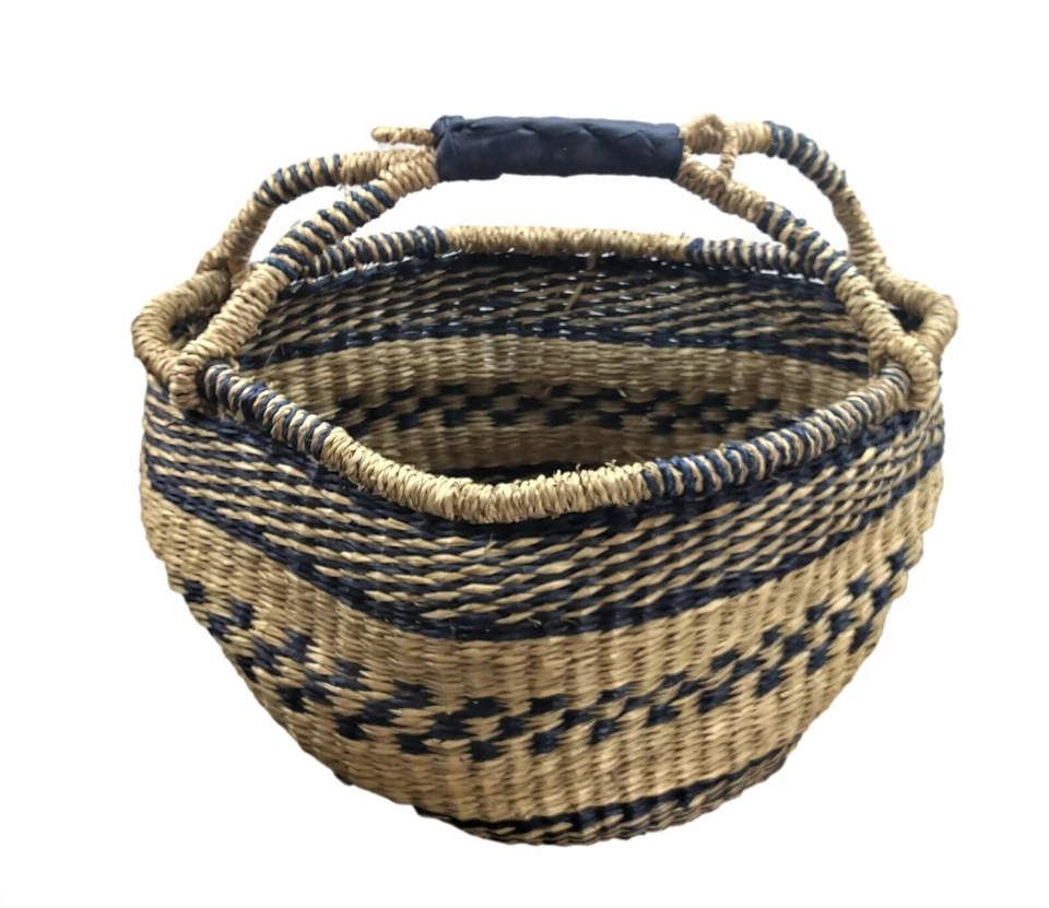 Bolga Korb Einkaufskorb Afrika Ghana Tasche mit Henkel Seegras geflochten bunt - Bild 3 von 4