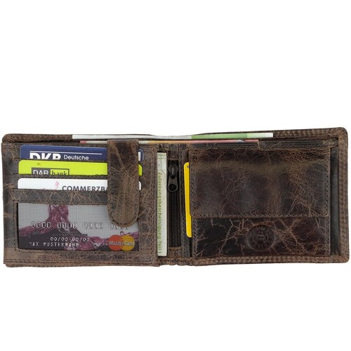 WILD Herren Geldbörse, Münzfach innen Leder, Portemonnaie Geldbeutel Brieftasche - Picture 11 of 12