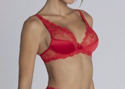 $202 Lise Charmel Women Red Splendeur Soie Glam Push-Up Bra Size 34C