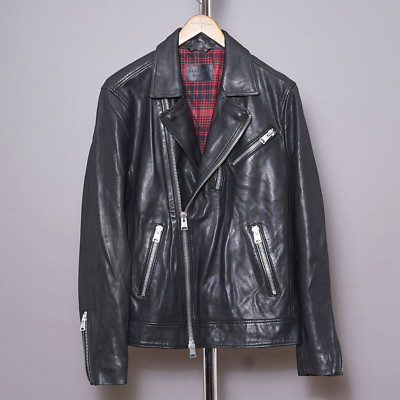 ALL SAINTS Leather Jacket Mens EXTRA LARGE Black Biker Bomber Celebrity Klisko