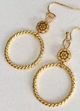 Etched Gold Flower Hoop Earrings. Nature. Bloom.