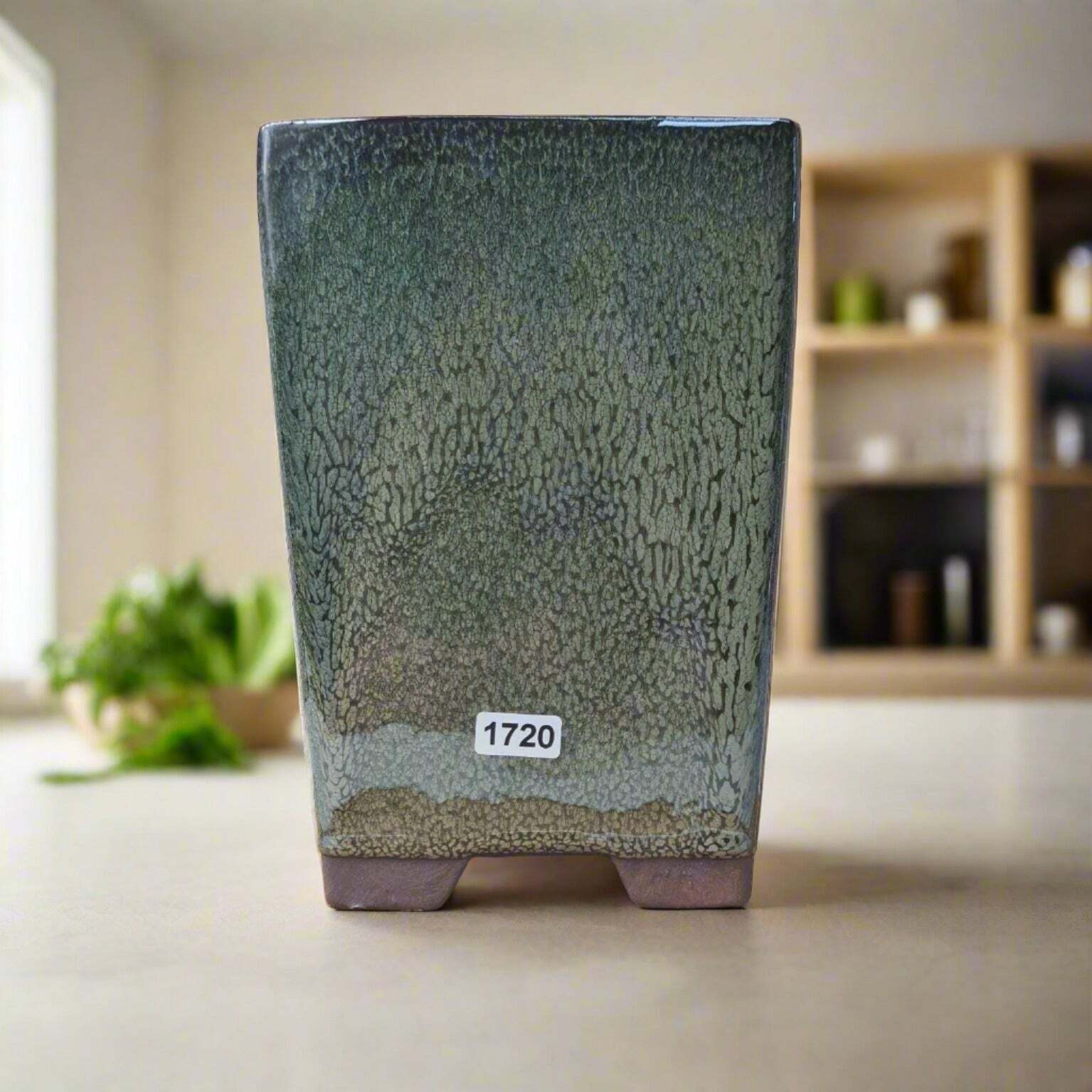 13cm Glazed Bonsai Pot | Cascade | 13cm x 19cm | Green