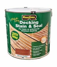 Brown Cedar Algae Resistant Decking Stain and Seal Rustins Quick Dry 2.5 Litre